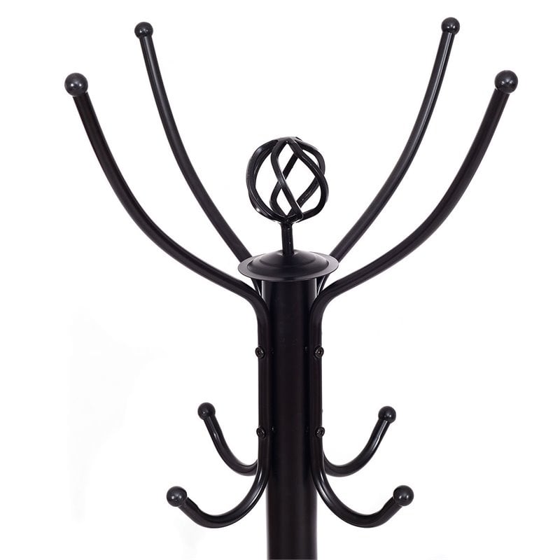 Costway 78'' Contemporary Powder-coated Steel Free Standing Coat Rack in Black