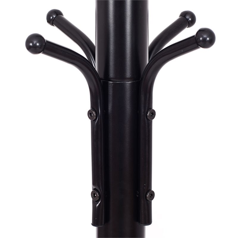 Costway 78'' Contemporary Powder-coated Steel Free Standing Coat Rack in Black