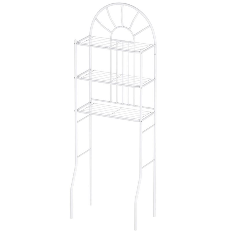 Costway 3-shelf Contemporary Iron Toilet Bathroom Spacesaver in White