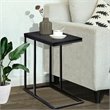 Costway C-shaped Steel Coffee Tray Side Sofa End Table with Glass Top in Black