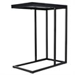 Costway C-shaped Steel Coffee Tray Side Sofa End Table with Glass Top in Black