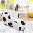 Costway Football Shaped Polyurethane Kids Sofa with Ottoman in Black/White