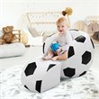 Costway Football Shaped Polyurethane Kids Sofa with Ottoman in Black/White