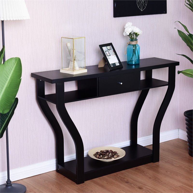 Giantex Accent Console Table Modern Sofa Entryway Hallway Wood Display Desk  with Drawer Living Room Furniture