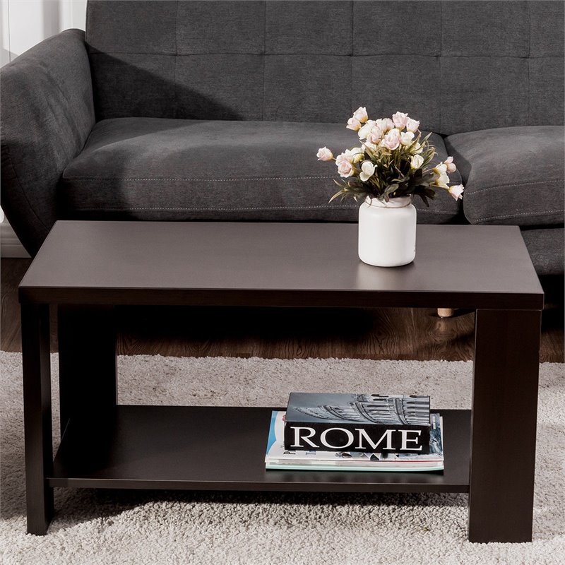 Costway Rectangular Contemporary High Quality Wood Coffee Table in Brown