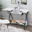 Costway MDF and PVC Folding Sewing Table with Adjustable Platform in White