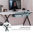 Costway MDF and PVC Folding Sewing Table with Adjustable Platform in White