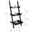 Costway 3-tier Contemporary MDF Leaning Rack Wall Ladder Book Shelf in Black