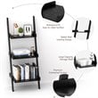 Costway 3-tier Contemporary MDF Leaning Rack Wall Ladder Book Shelf in Black