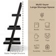 Costway 3-tier Contemporary MDF Leaning Rack Wall Ladder Book Shelf in Black
