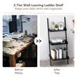 Costway 3-tier Contemporary MDF Leaning Rack Wall Ladder Book Shelf in Black