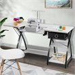 Costway MDF and PVC Folding Sewing Table with Drawer and 3 Shelves in White
