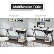 Costway MDF and PVC Folding Sewing Table with Drawer and 3 Shelves in White