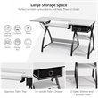 Costway MDF and PVC Folding Sewing Table with Drawer and 3 Shelves in White