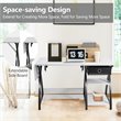 Costway MDF and PVC Folding Sewing Table with Drawer and 3 Shelves in White