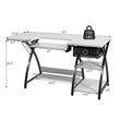Costway MDF and PVC Folding Sewing Table with Drawer and 3 Shelves in White