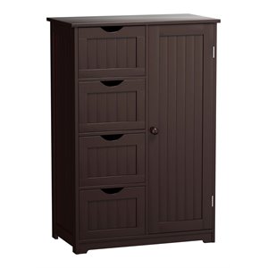 Costway 4-drawer MDF Board Free Standing Storage Cabinet with 2 Shelves in Brown