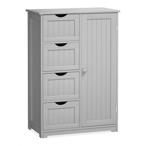 Costway 4-drawer MDF Board Free Standing Storage Cabinet with 2 Shelves in Gray