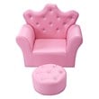Costway Contemporary Polyurethane Kids Sofa with Ottoman in Pink