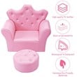 Costway Contemporary Polyurethane Kids Sofa with Ottoman in Pink