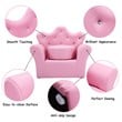 Costway Contemporary Polyurethane Kids Sofa with Ottoman in Pink