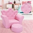Costway Contemporary Polyurethane Kids Sofa with Ottoman in Pink