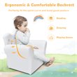 Costway Polyurethane and Wood Kids Princess Sofa with Ottoman in White