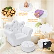 Costway Polyurethane and Wood Kids Princess Sofa with Ottoman in White