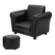 Costway Contemporary Polyurethane Kids Sofa with Ottoman in Black