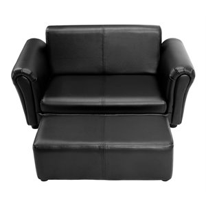 Costway 16&quot Contemporary Polyurethane Kids Sofa Armrest Chair in Black