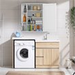 Costway Contemporary MDF Multipurpose Wall Cabinet with Mirror in White
