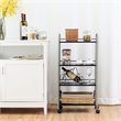 Costway 4-tier Contemporary Steel Rolling Storage Cart in White/Black