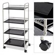 Costway 4-tier Contemporary Steel Rolling Storage Cart in White/Black
