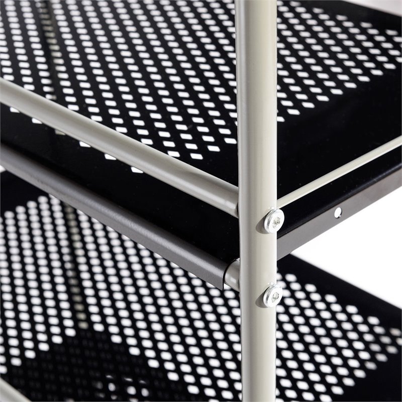 Costway 4-tier Contemporary Steel Rolling Storage Cart in White/Black