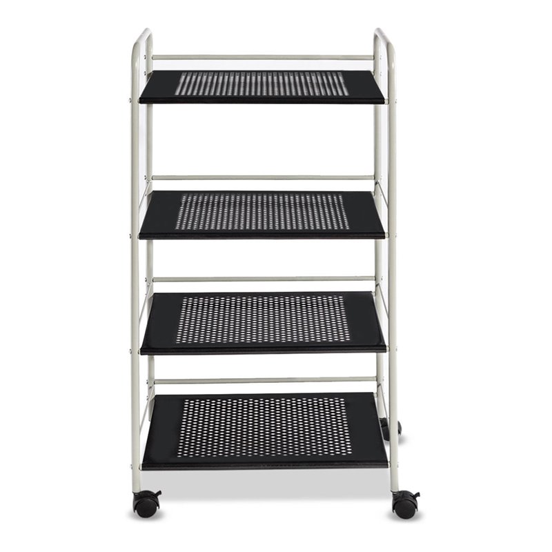 Costway 4-tier Contemporary Steel Rolling Storage Cart in White/Black