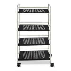 costway 4-tier contemporary steel rolling storage cart in white/black