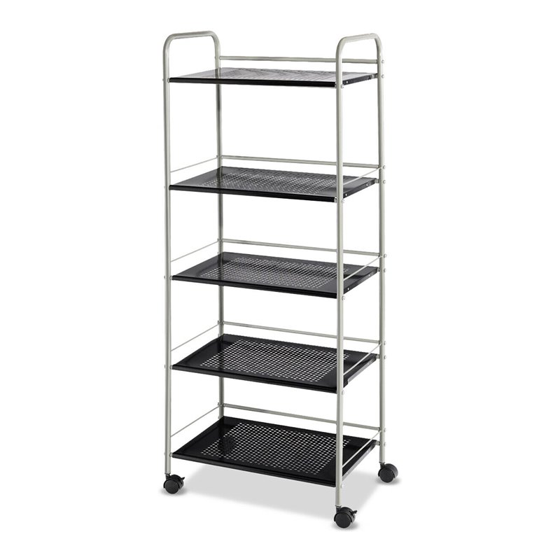 Costway 5-tier Steel Garage Kitchen Storage Cart Rack in White/Black