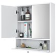 Costway Contemporary Wood Wall Mount Bathroom Cabinet with 2 Mirrors in White