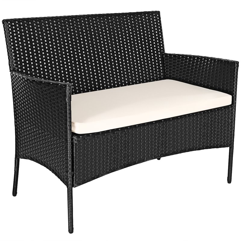 Costway 4-piece Contemporary Rattan Patio Furniture Set in Gray