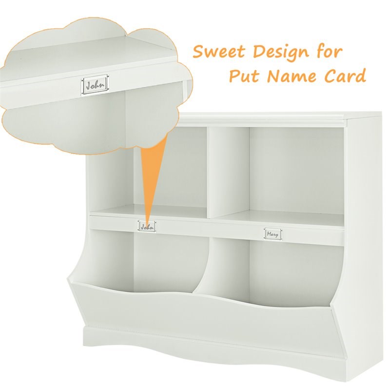 Costway Contemporary MDF Multi-bin Kids Toy Storage Organizer in White