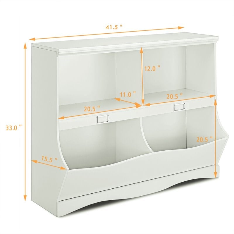 Costway Contemporary MDF Multi-bin Kids Toy Storage Organizer in White