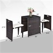 Costway 3-piece Contemporary Rattan and Steel Patio Bistro Set in Brown