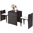 Costway 3-piece Contemporary Rattan and Steel Patio Bistro Set in Brown