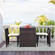 Costway 3-piece Contemporary Rattan and Steel Patio Bistro Set in Brown