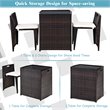 Costway 3-piece Contemporary Rattan and Steel Patio Bistro Set in Brown