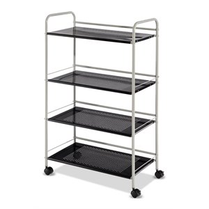 Costway 4-tier Steel Multifunction Rolling Storage Cart in White/Black