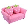 Costway Polyurethane Strawberry Kids Armrest Sofa with 2 Pillows in Pink