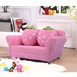 Costway Polyurethane Strawberry Kids Armrest Sofa with 2 Pillows in Pink