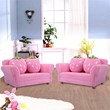Costway Polyurethane Strawberry Kids Armrest Sofa with 2 Pillows in Pink