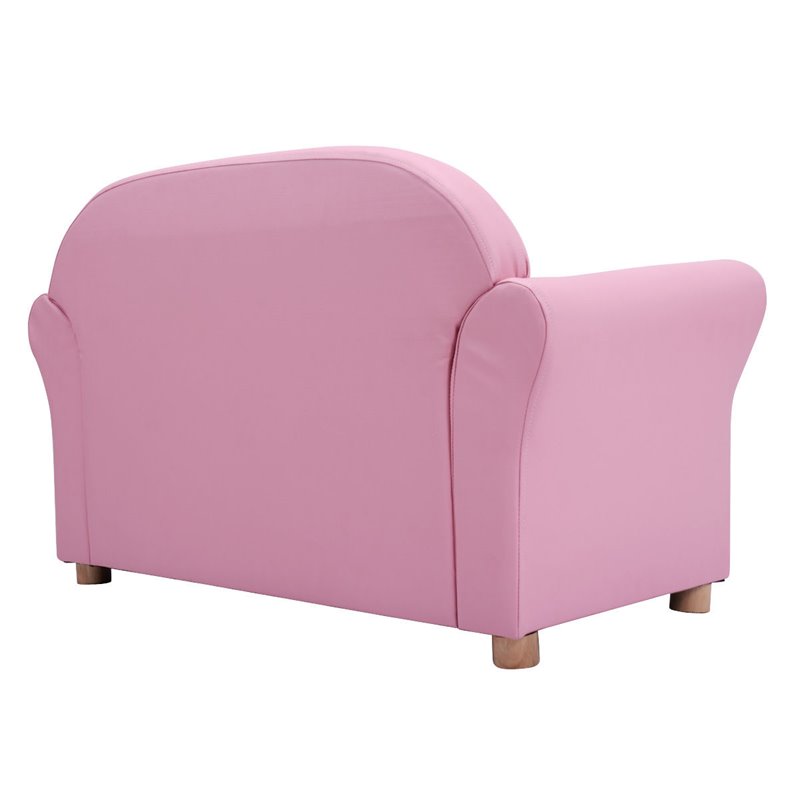 Costway Contemporary Polyurethane Princess Kids Armrest Sofa in Pink